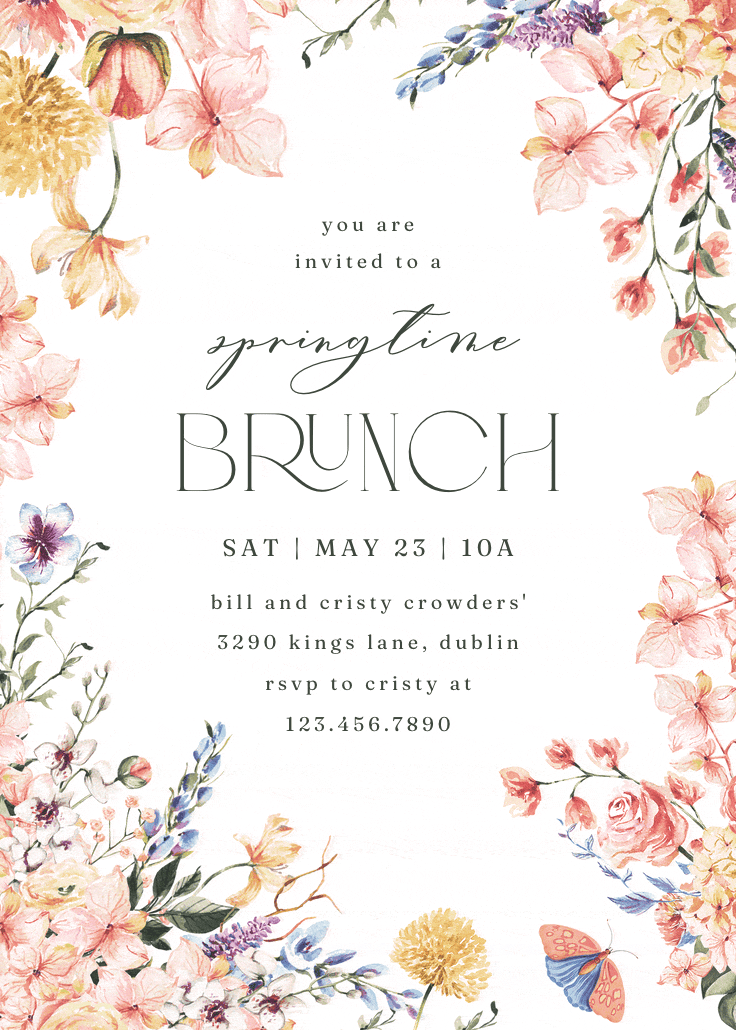 Spring warming flowers - brunch & lunch invitation